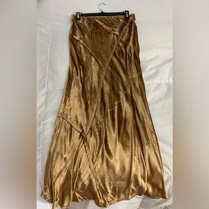 Free People Gold Velvet bias cut maxi skirt S